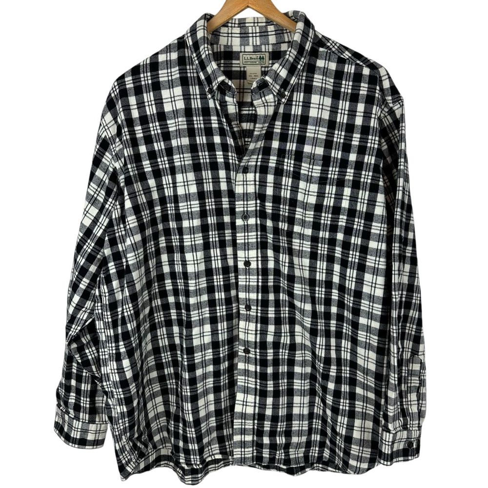 Vintage L.L. Bean 100% Cotton Plaid Flannel Long Sleeve Shirt
